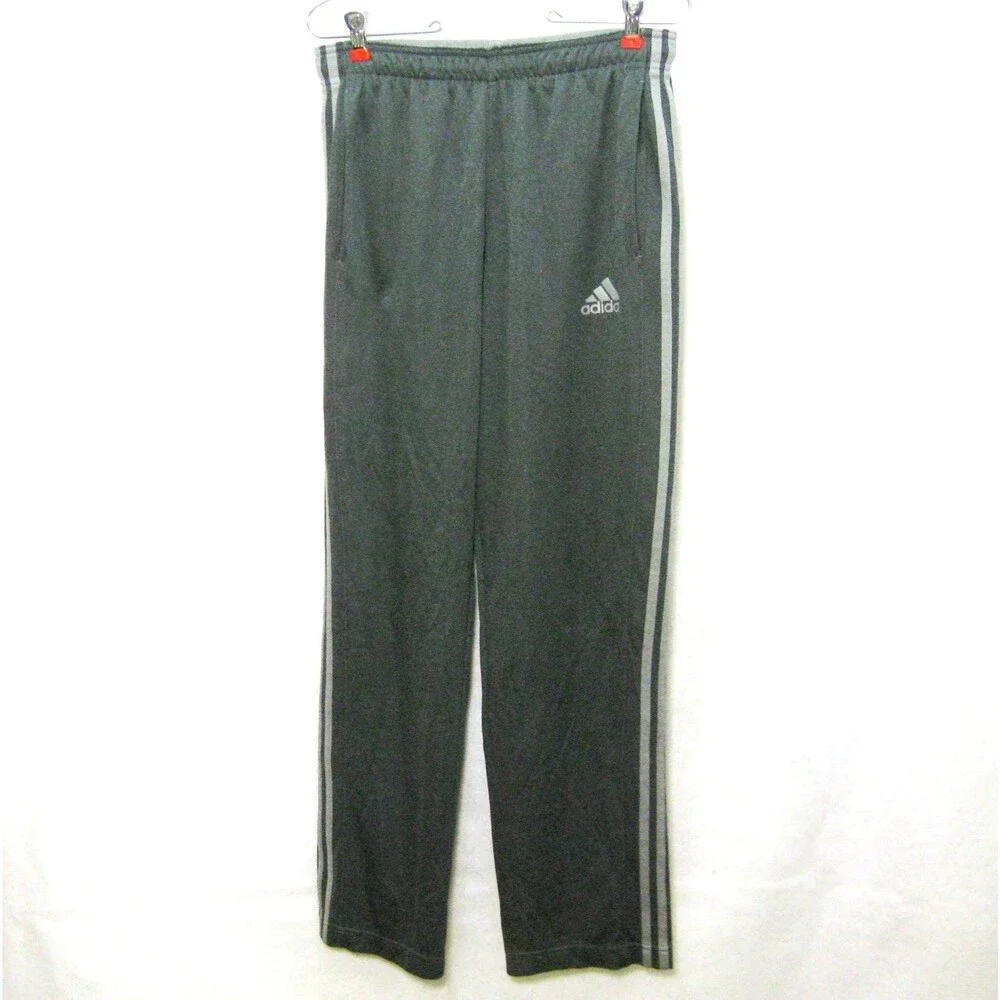 Adidas Track Pants Mens Medium Gray Athletic Sweatpants Jogger Logo Pockets
